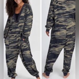 NATURAL LIFE Olive Green & Black Camo One-Piece Jumpsuit